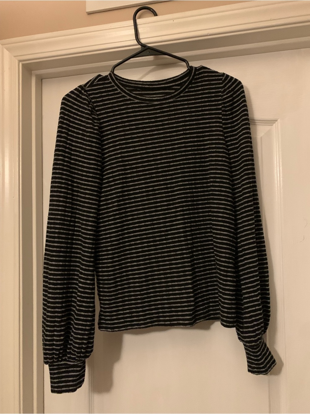 Striped Black and Gray Long-Sleeve Sweater